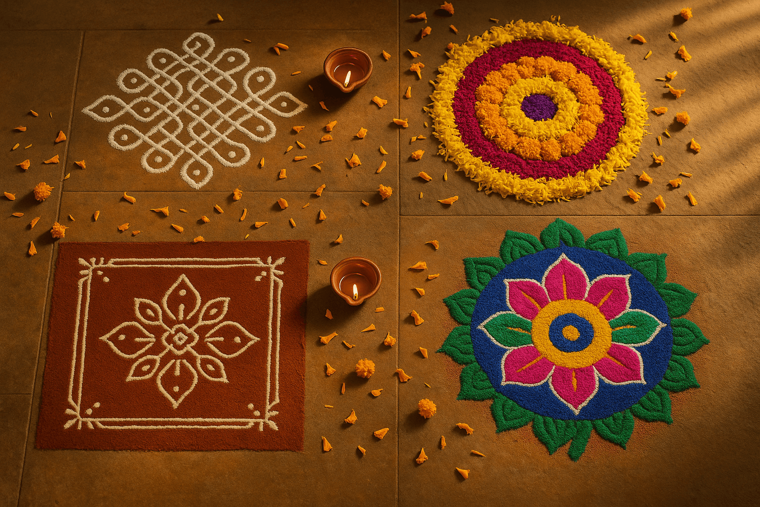 Different types of rangolis