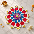 MDF Rangoli Mat — Reusable Peacock, Kamal aur Diya Rangoli Designs for Pooja Room and Festivals