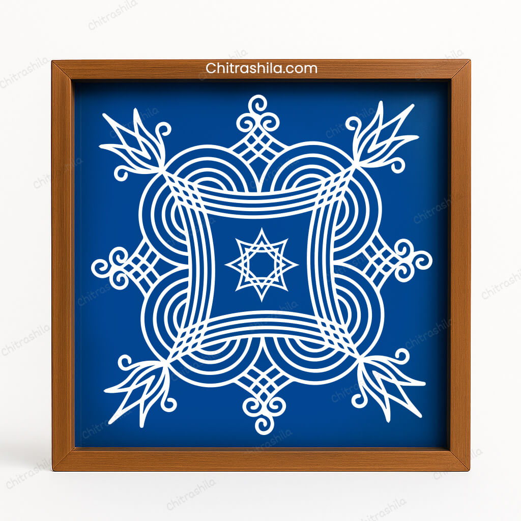CHITRASHILA® Iyengar Padi Kolam Wooden Rangoli Stencils 10X10 inches (WS-04)