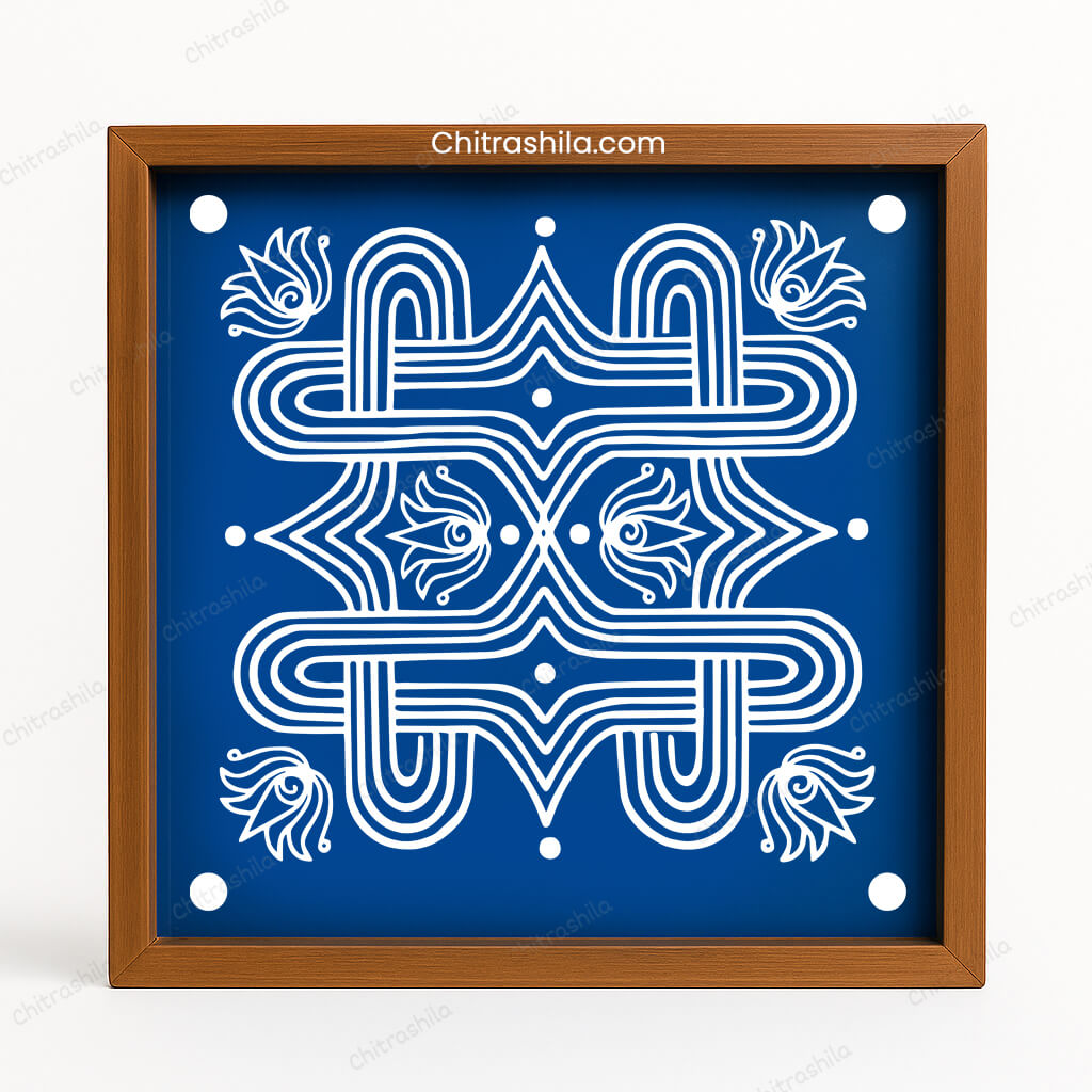 CHITRASHILA® Padi Kolam Wooden Rangoli Stencils 10X10 inches (WS-07)