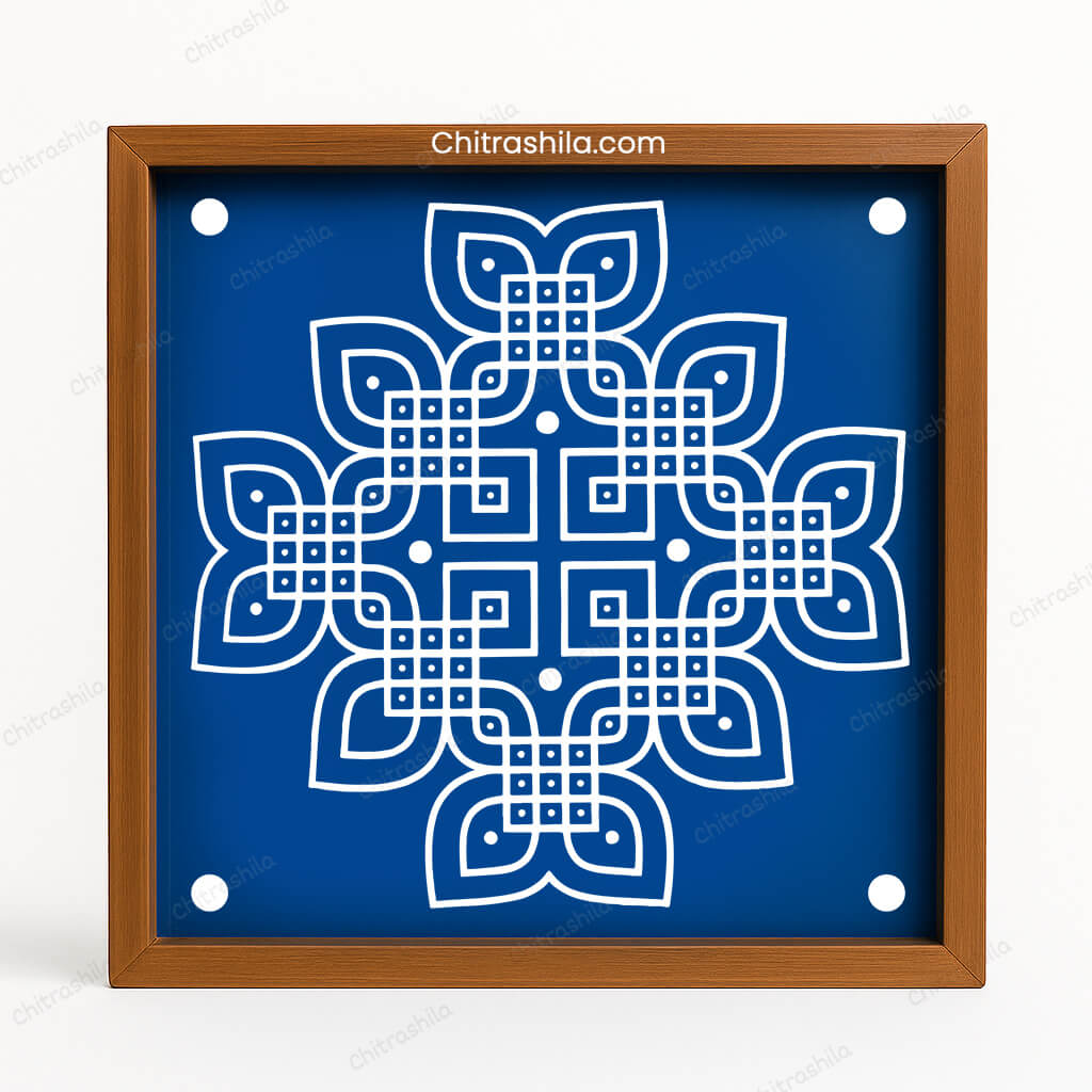 CHITRASHILA® Padi Kolam Wooden Rangoli Stencils 10X10 inches (WS-08)