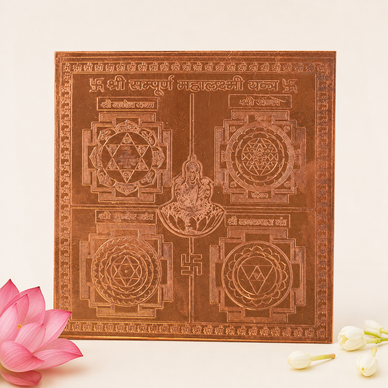 CHITRASHILA® Shree Sampurna Mahalakshmi Yantra - Copper (4*4 inches)
