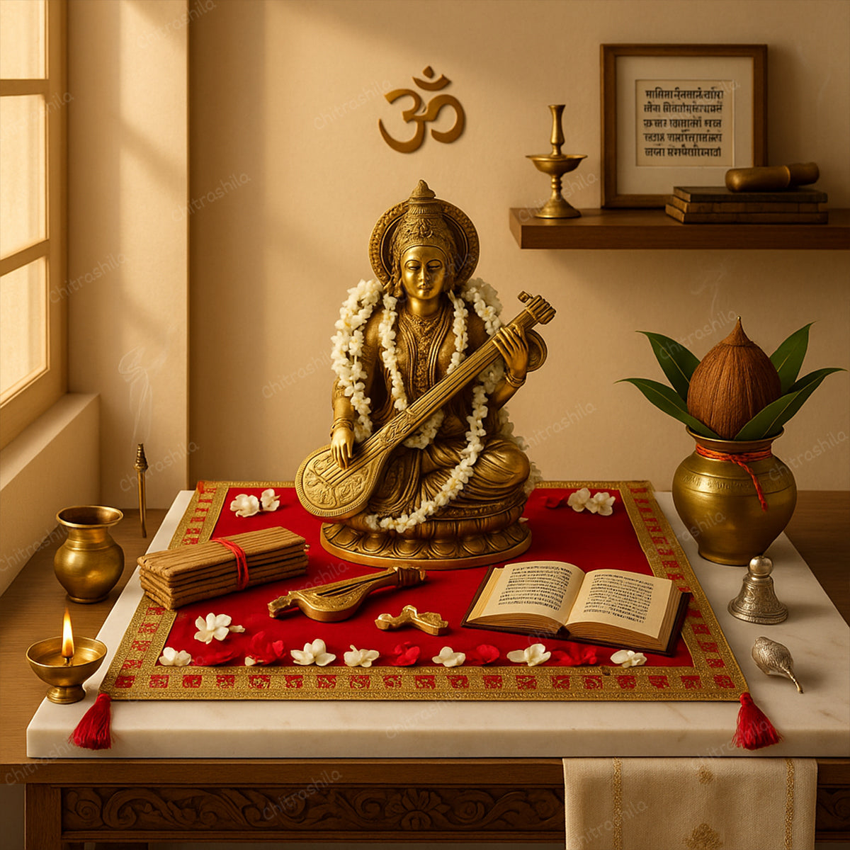 Chitrashila Premium Velvet Pooja Aasan for Home Mandir and Temple - Pack of 2
