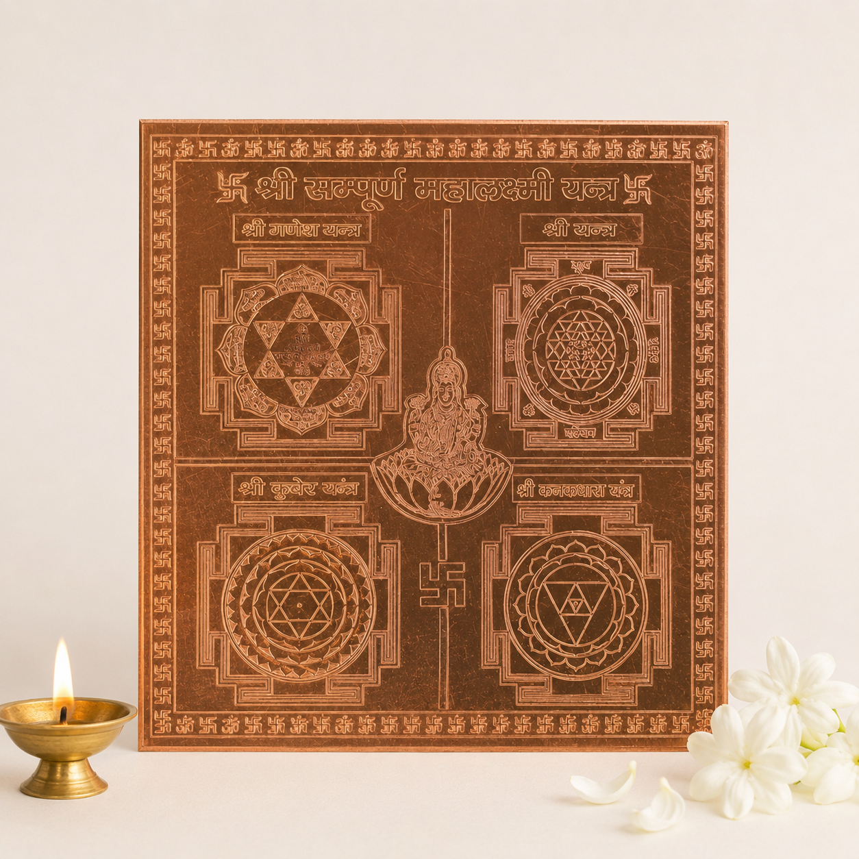 CHITRASHILA® Shree Sampurna Mahalakshmi Yantra - Copper (4*4 inches)