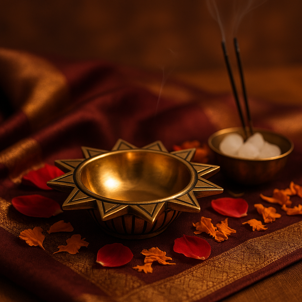 brass sun shape diya