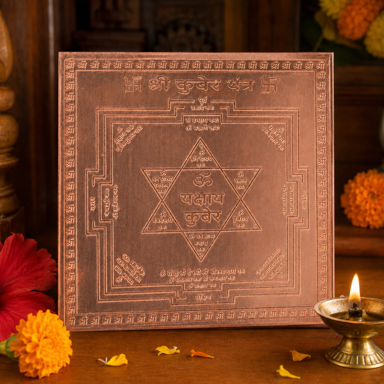 CHITRASHILA® Shree Kuber Yantra - Copper (4*4 inches)
