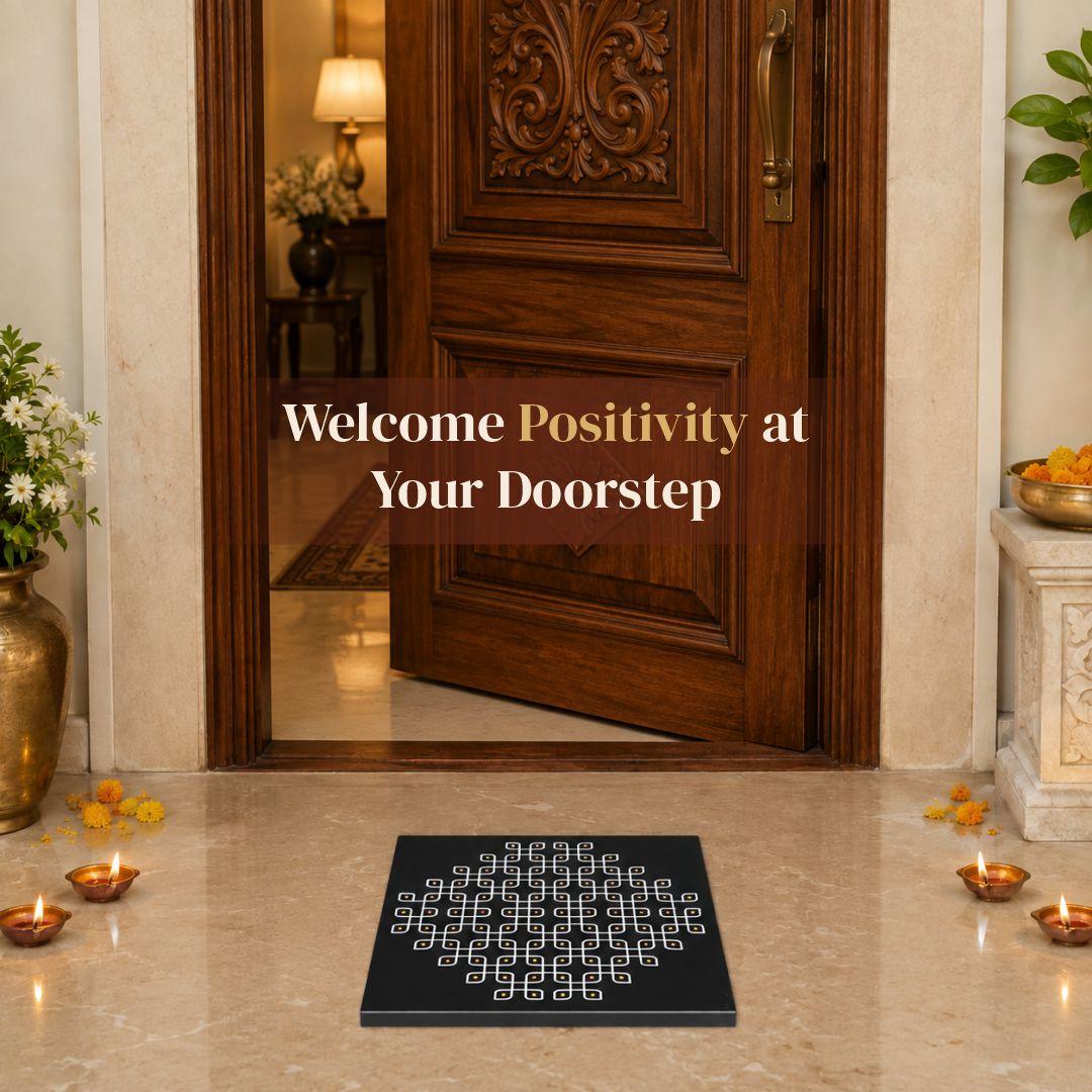 Kolam Dot Rangoli Granite Printed - 12x12 Inch Dotted Design (R-11)