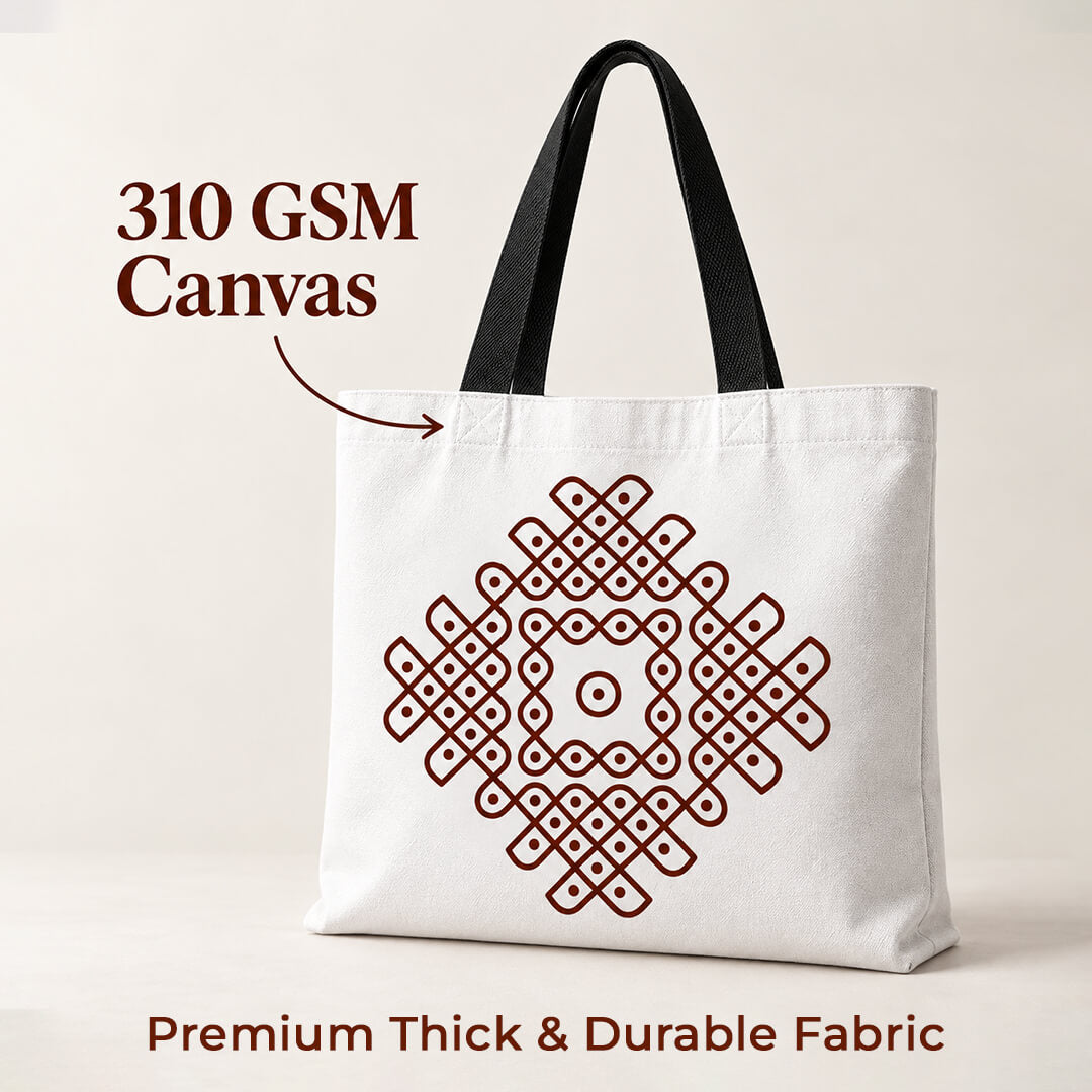 Pulli Kolam design canvas bag — premium quality for daily carry