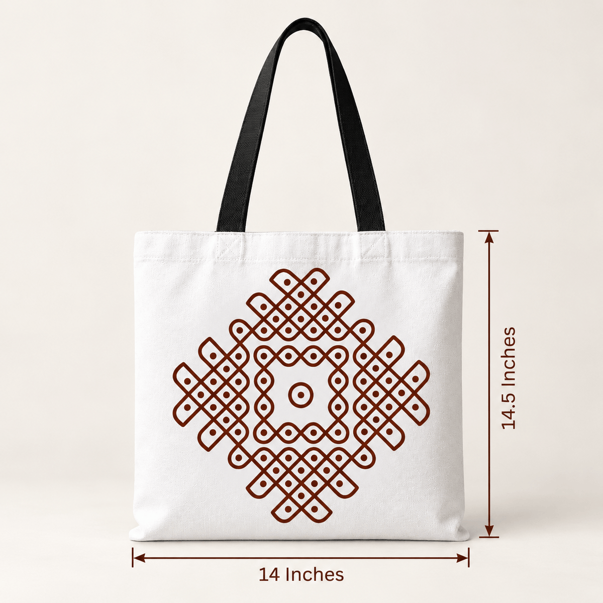 Dotted kolam diamond canvas tote — sustainable corporate gift bag