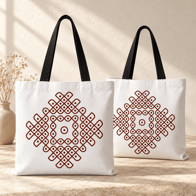 Pulli Kolam Diamond Design Print Canvas Bag (BG-05)