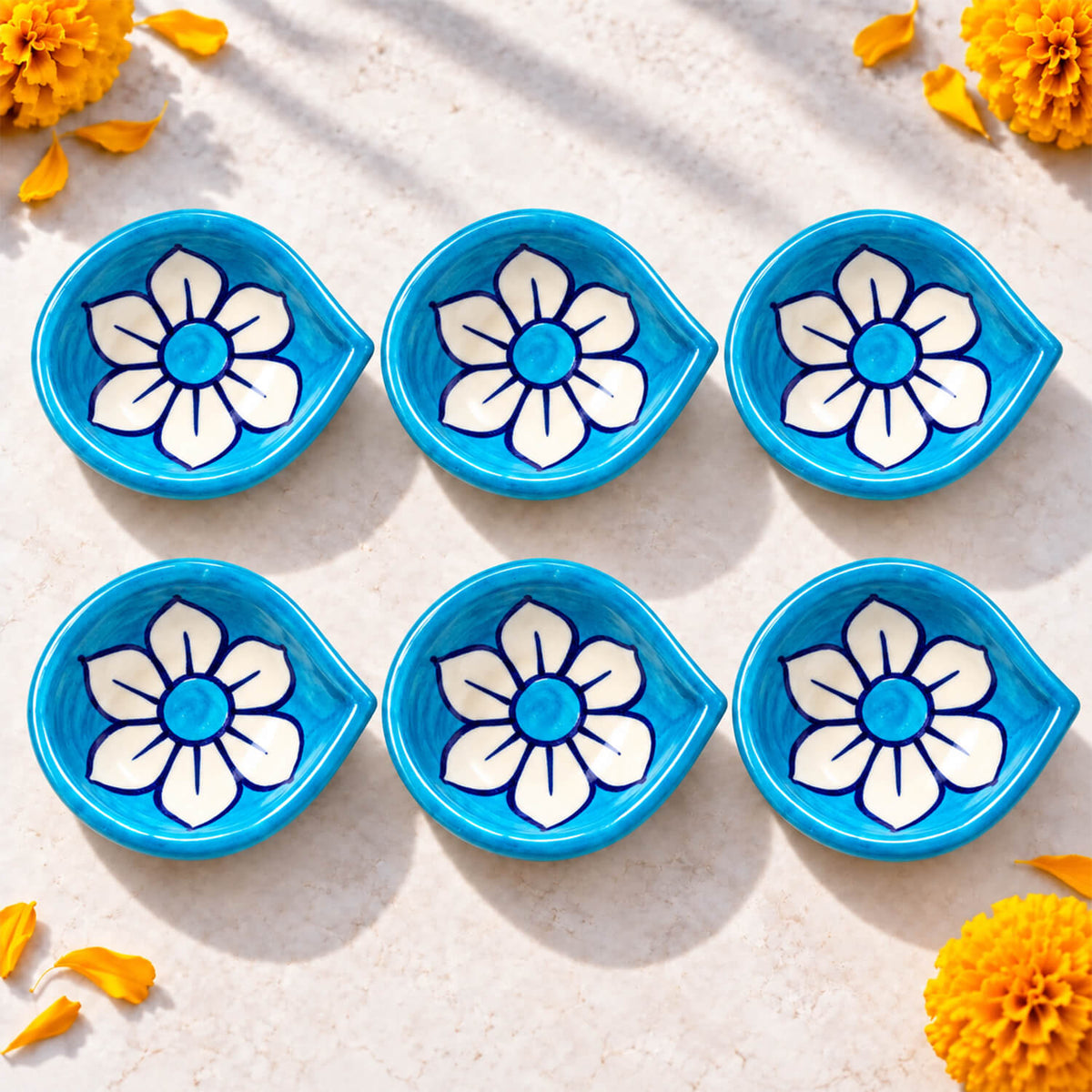 Designer pottery diya set of 6 for modern home decor and styling