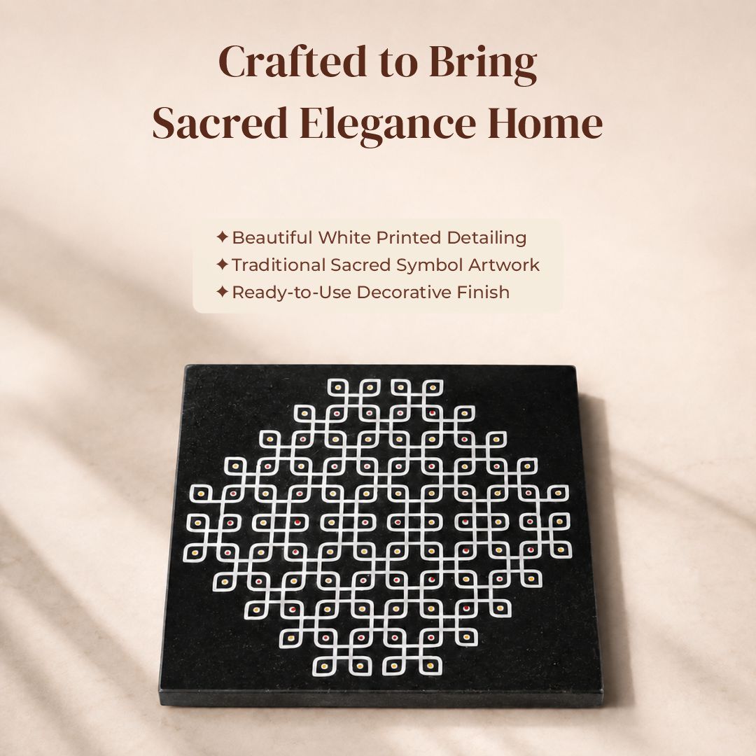 Kolam Dot Rangoli Granite Printed - 12x12 Inch Dotted Design (R-11)