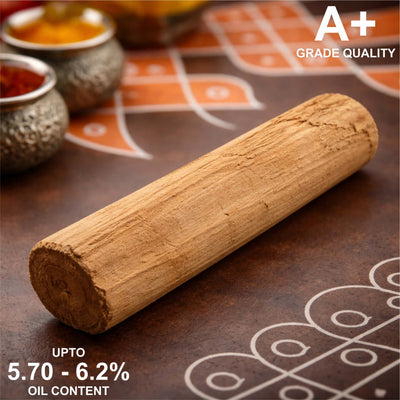 CHITRASHILA® White Sandalwood Stick | upto 5.70 - 6.2% Oil Content | A+ Grade Quality
