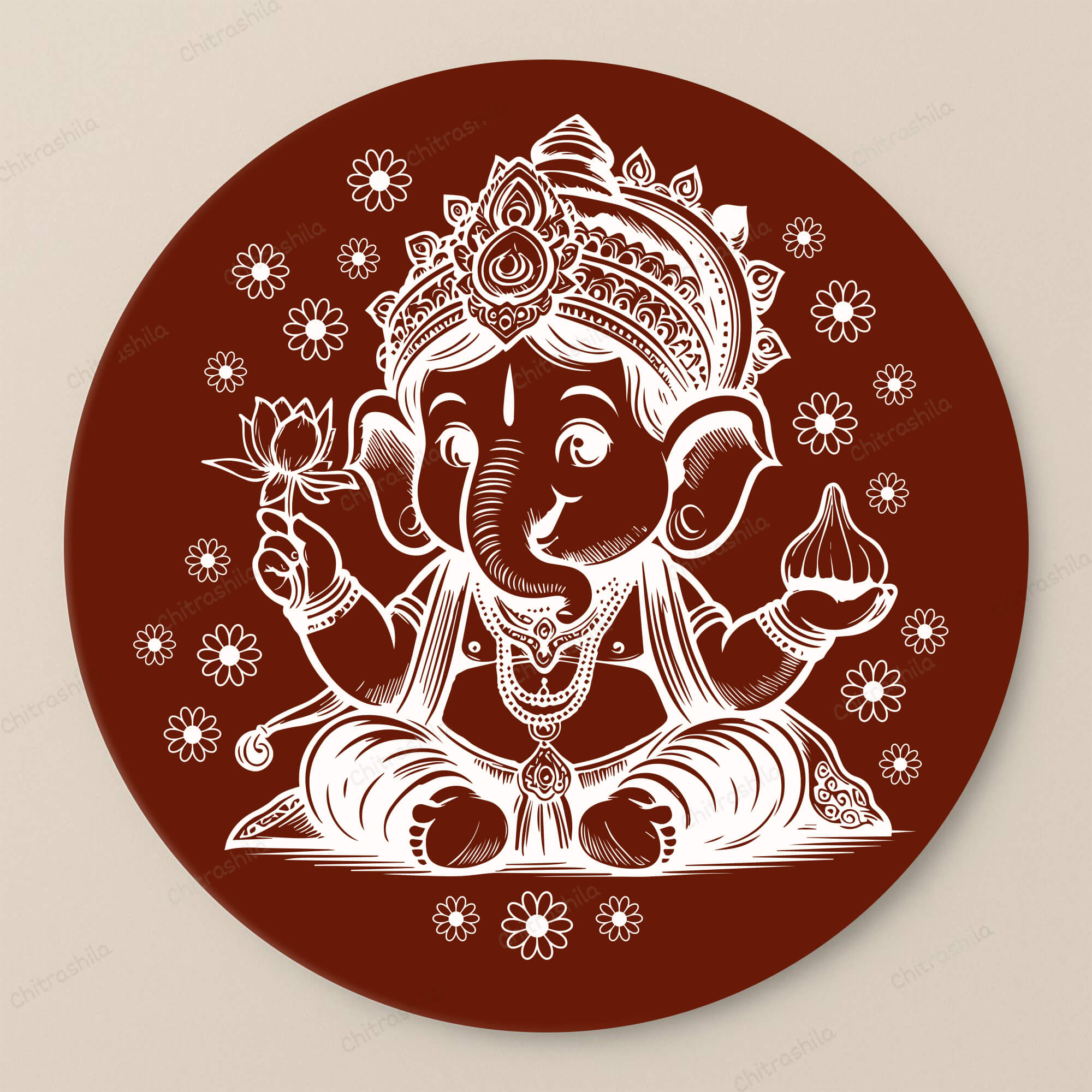 Chitrashila® Divine Echoes Bal Ganesh Art Board (11-Inch, Terracotta)-(MA-03-T)