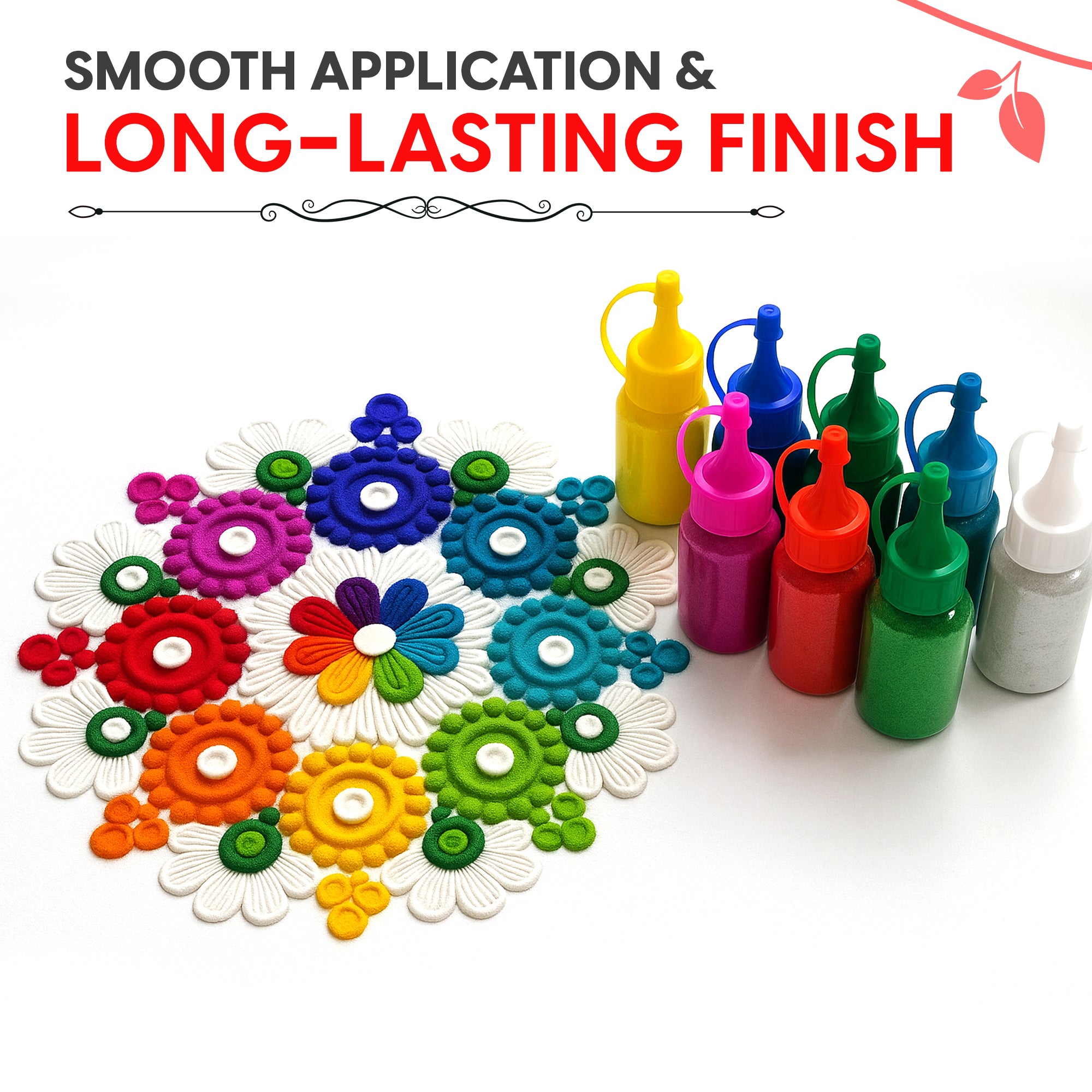CHITRASHILA® Vibrant Ready-to-Use Rangoli Bottle Kit | Pack of 6 Colors