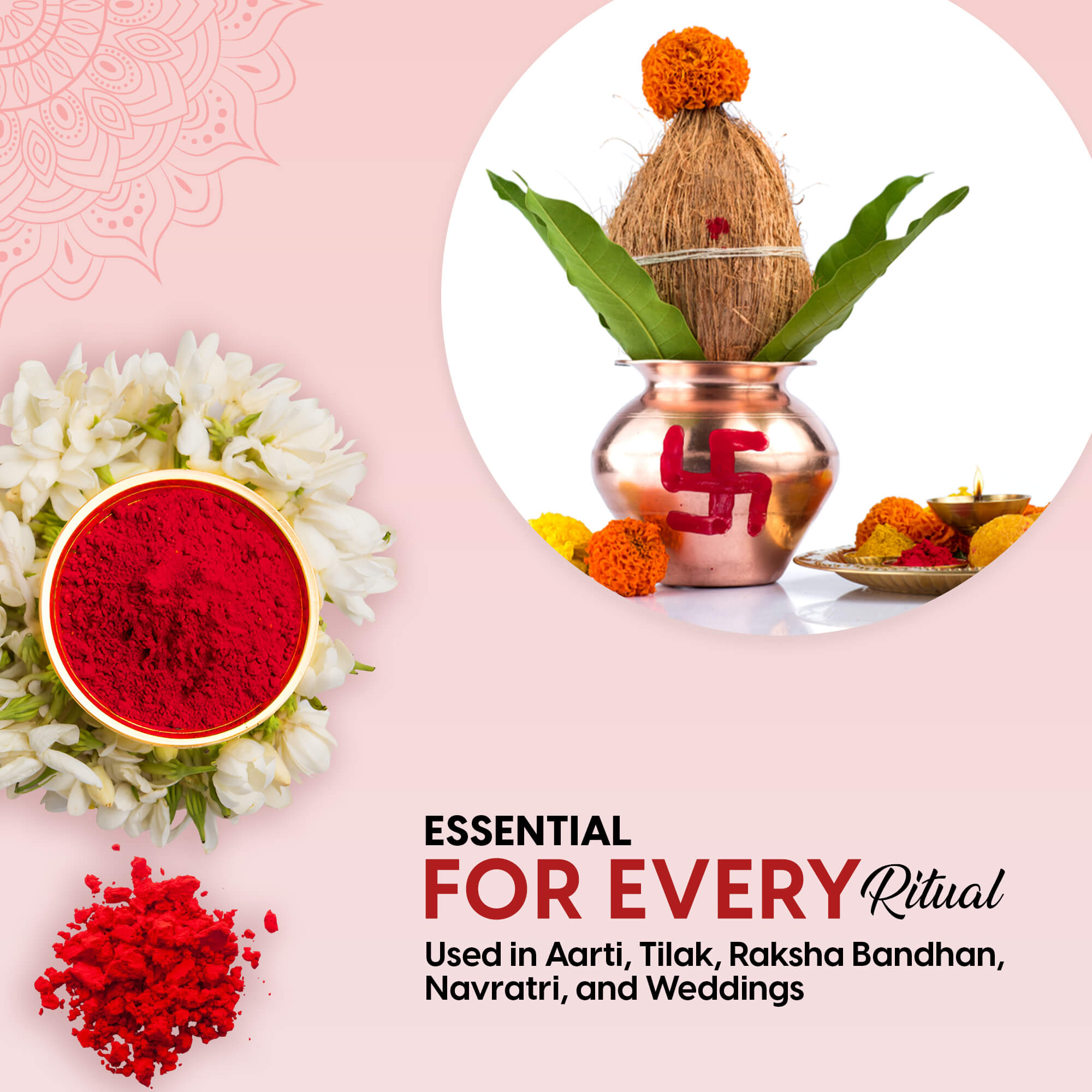 CHITRASHILA® 100% Pure Organic Kumkum Powder Made with Pure Turmeric Sacred Red - 50g