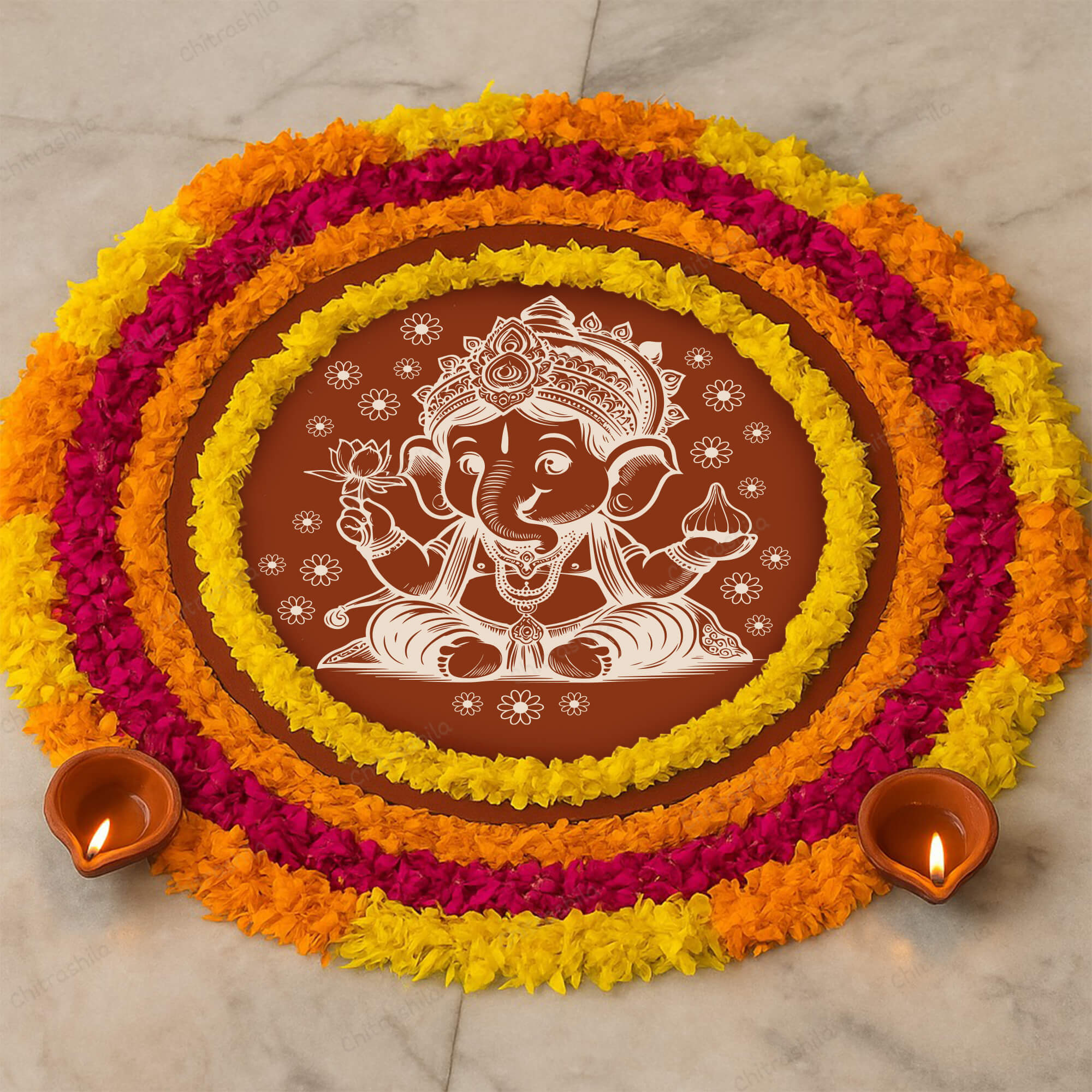 Chitrashila® Divine Echoes Bal Ganesh Art Board (11-Inch, Terracotta)-(MA-03-T)