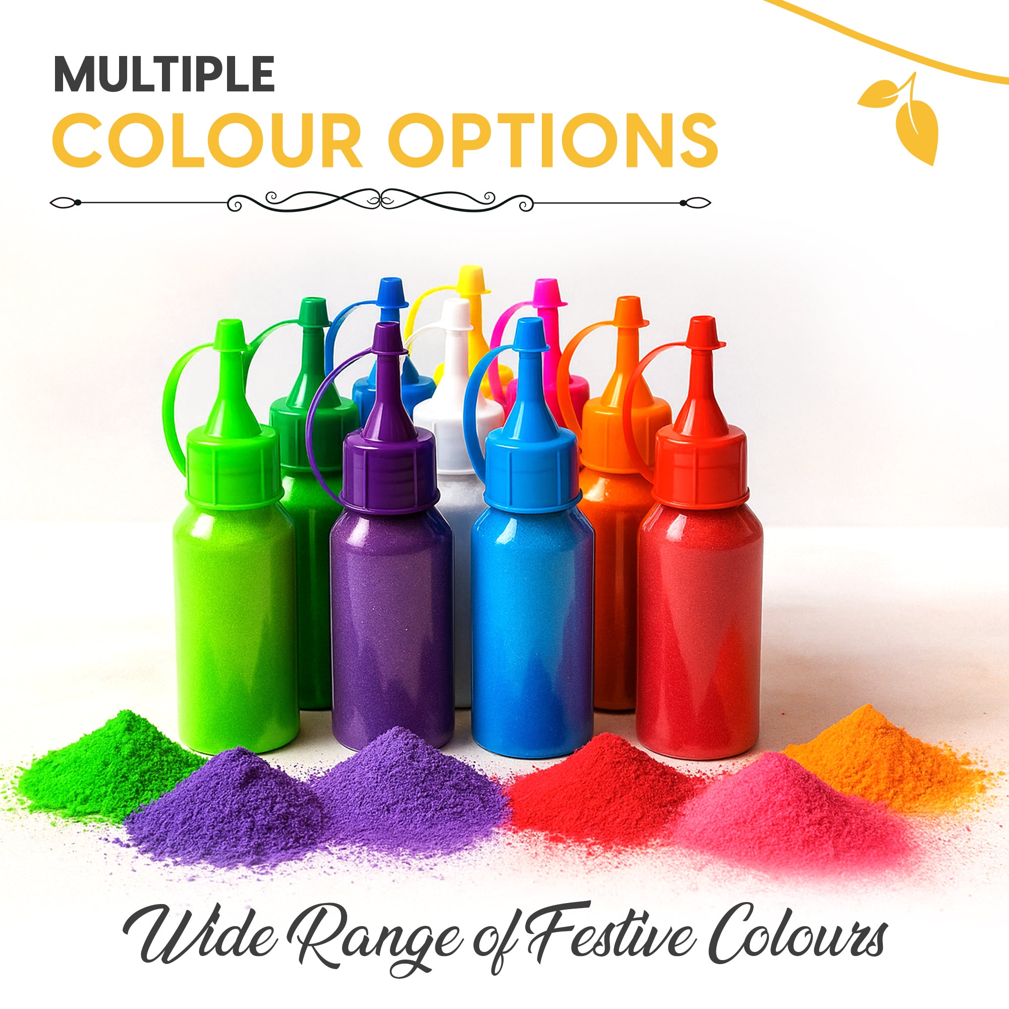 CHITRASHILA® Vibrant Ready-to-Use Rangoli Bottle Kit | Pack of 10 Colors