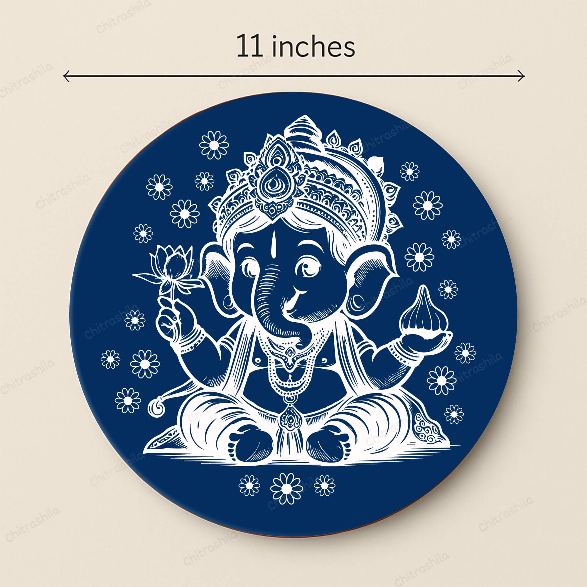 Chitrashila® Divine Echoes Bal Ganesh Art Board (11-Inch, Electric Blue)-(MA-03-B)