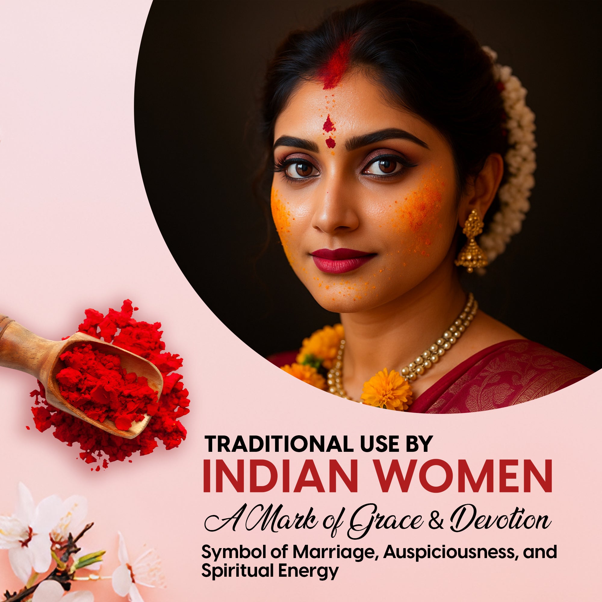 CHITRASHILA® 100% Pure Organic Kumkum Powder Made with Pure Turmeric Sacred Red - 50g