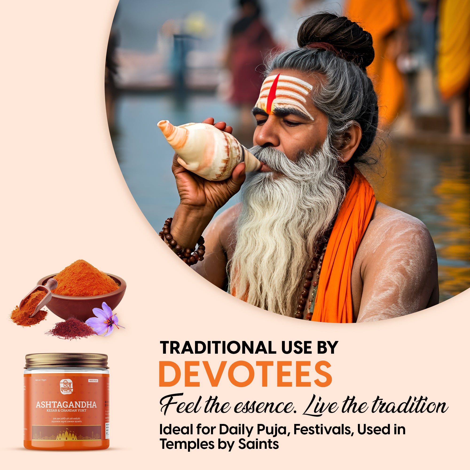 CHITRASHILA® Ashtagandha with Kesar & Chandan Tilak/Tika for Pooja Infused with Divine Aroma - 75 g