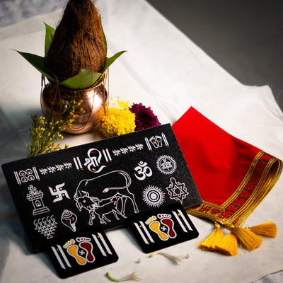 CHITRASHILA® Gau Mata Rangoli, Laxmi Charan Paduka with Pooja Aasan - Combo