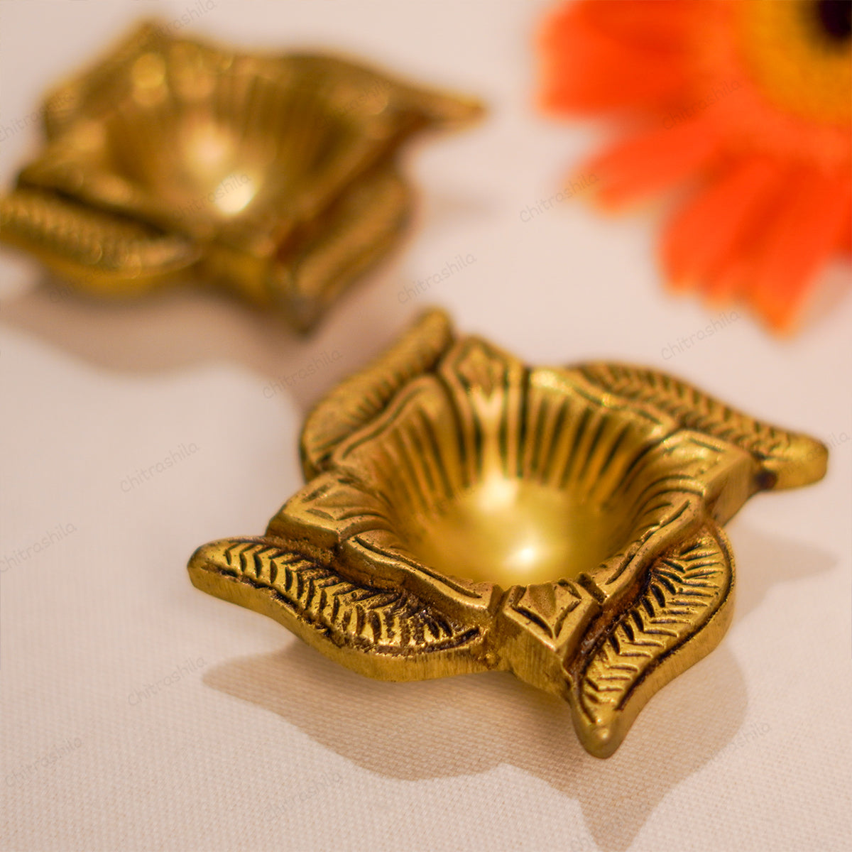 CHITRASHILA® Brass Swastik Diya Deepak Decorative Oil Lamp for Puja, Mandir, Diwali Decor & Gift (Pack of 1)