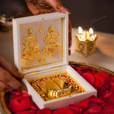 CHITRASHILA® Shree Laxmi Ganesh Pocket Temple - Gold Plated