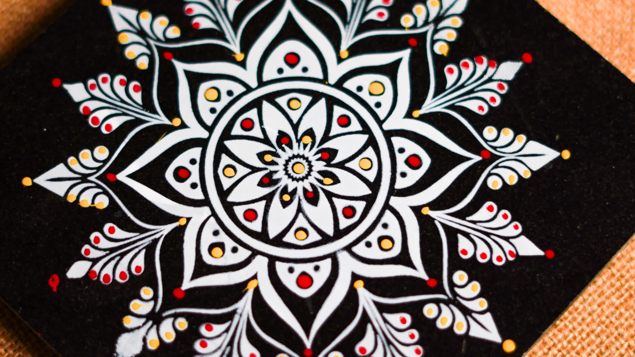 CHITRASHILA® Traditional Granite Printed Rangoli Perfect for Home Decor, Pooja Room - R01 (6x6 Inches)