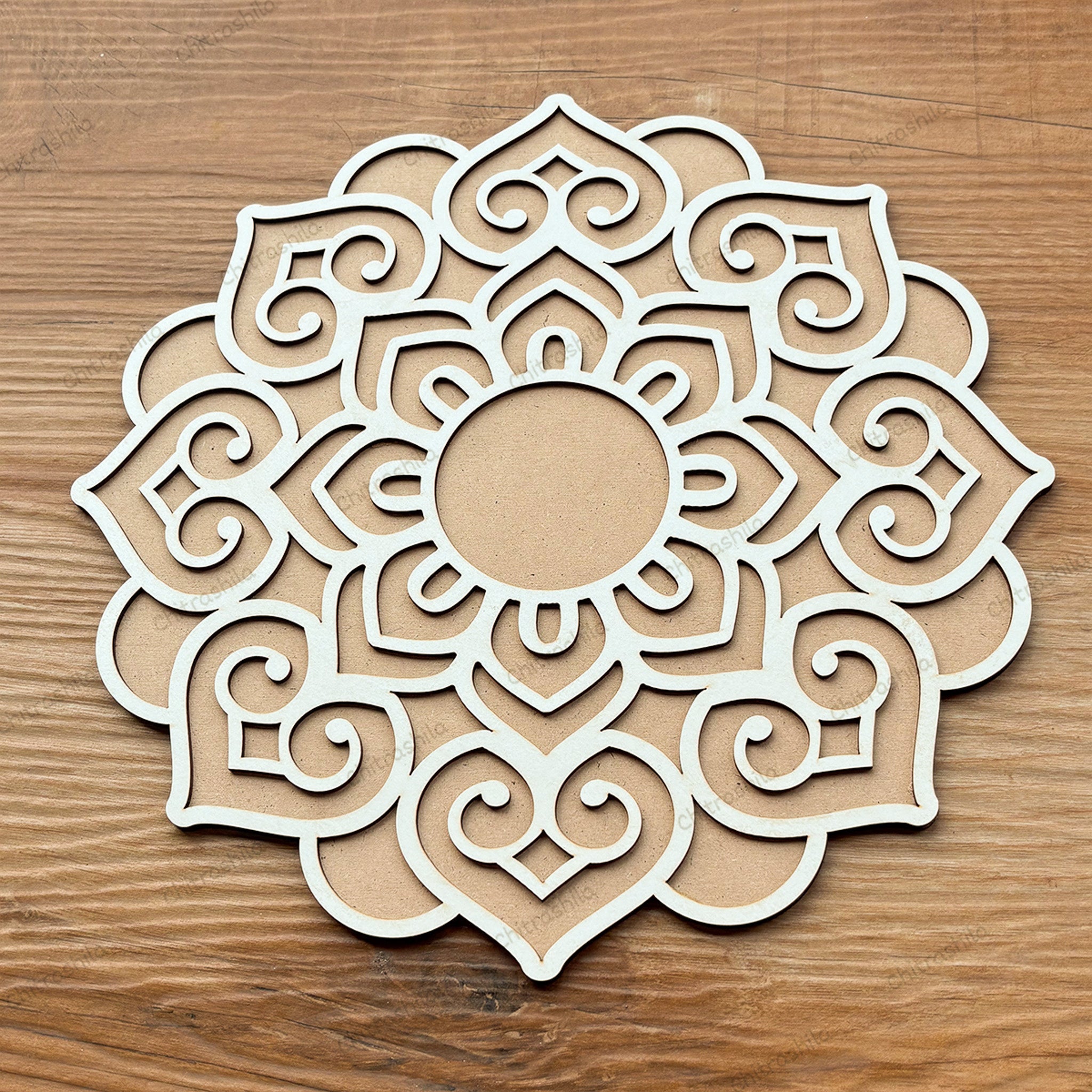 Chitrashila Floral Bloom Reusable MDF Rangoli Mat (12*12 inch)- D01