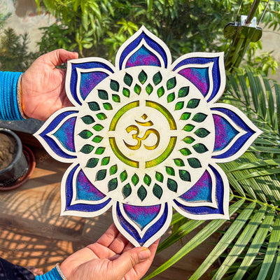 CHITRASHILA® Om Divine MDF Rangoli Mat (12x12 inches)-D07