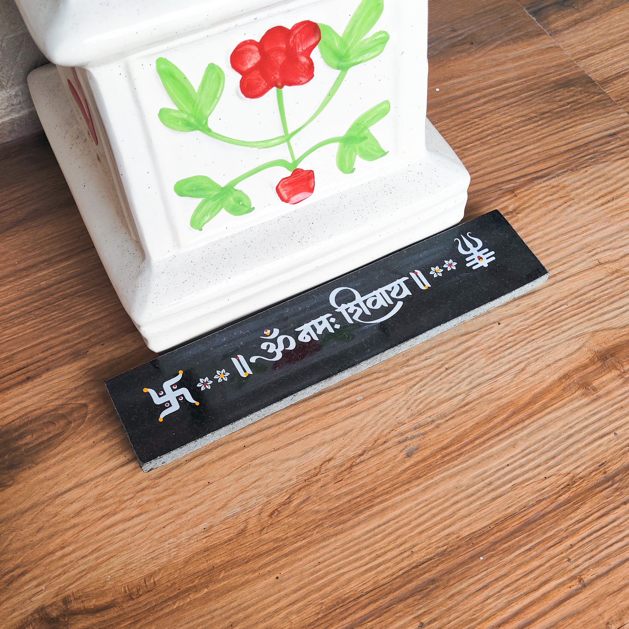 CHITRASHILA® Om Namah Shivay Granite Printed Inscription Rangoli (12x2 inches)