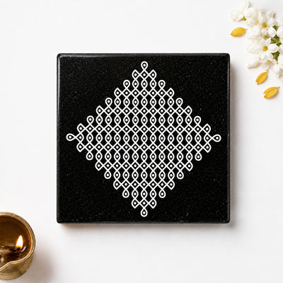 Kambi Kolam Diamond Granite Printed Rangoli | Permanent Rangoli Tile 6×6 Inch