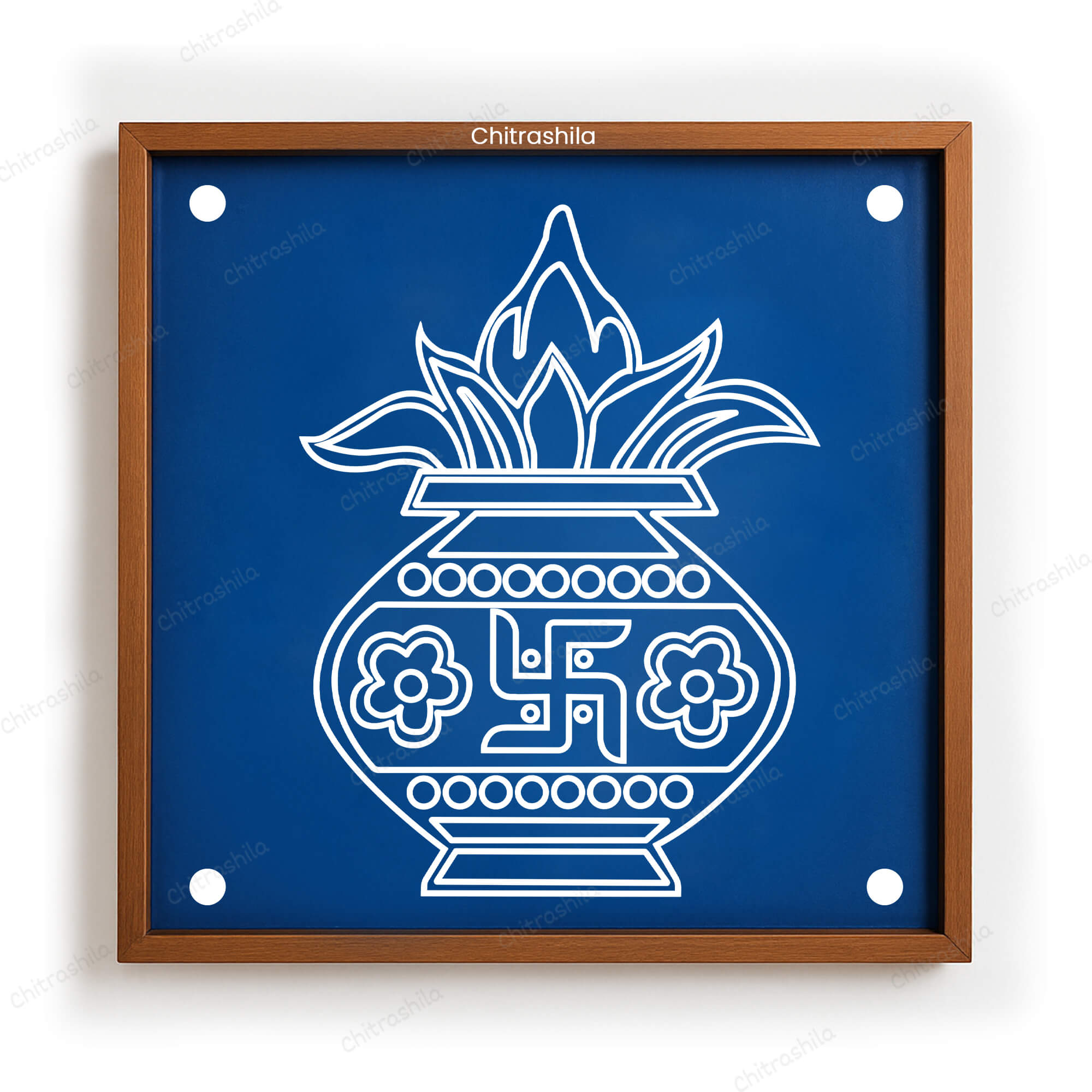 CHITRASHILA® Classic Kalash Wooden Rangoli Stencil 10x10 Inches (WS‑38)