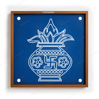 CHITRASHILA® Classic Kalash Wooden Rangoli Stencil 10x10 Inches (WS‑38)