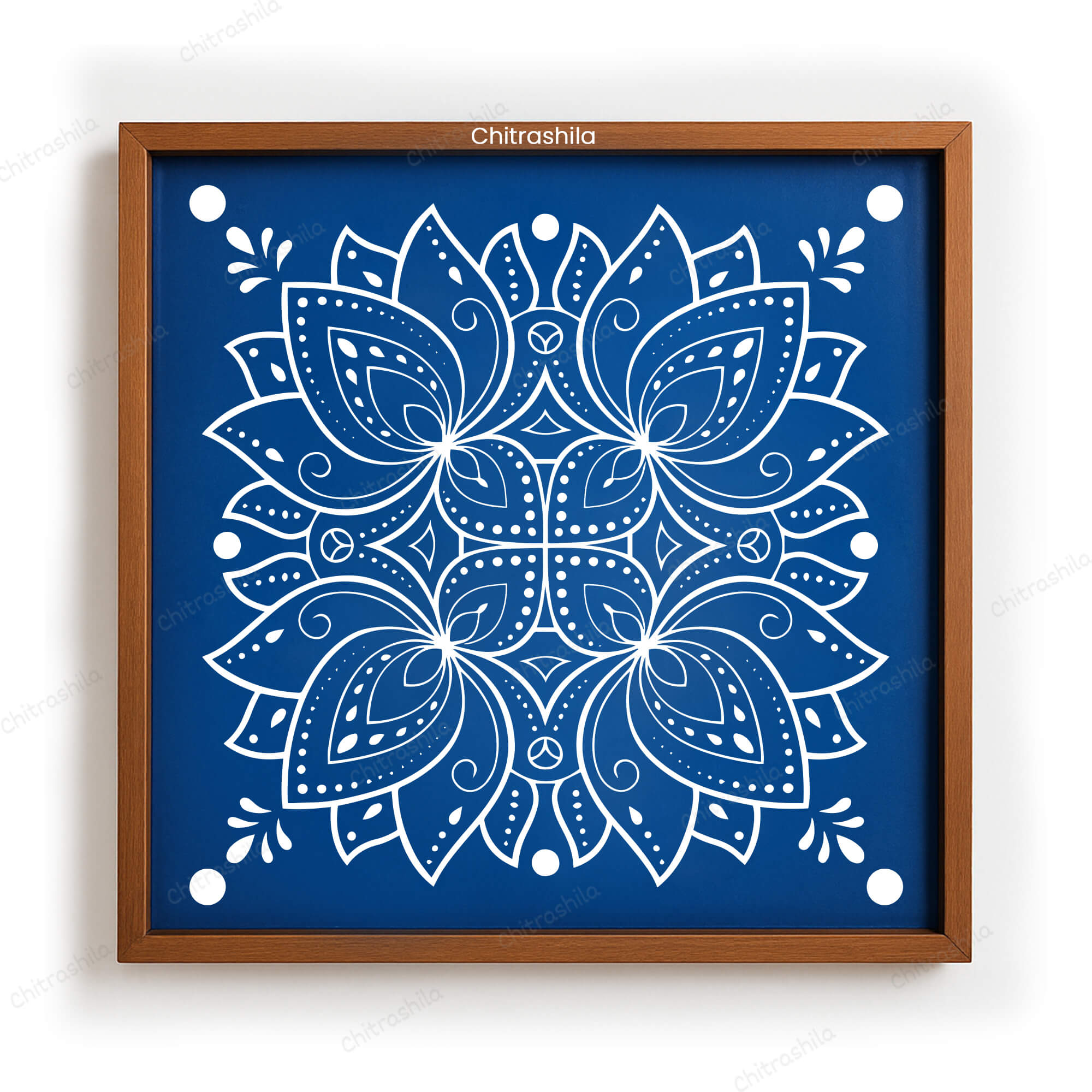 CHITRASHILA® Detailed Lotus with Dots Rangoli Stencil 10x10 Inches (WS‑23)
