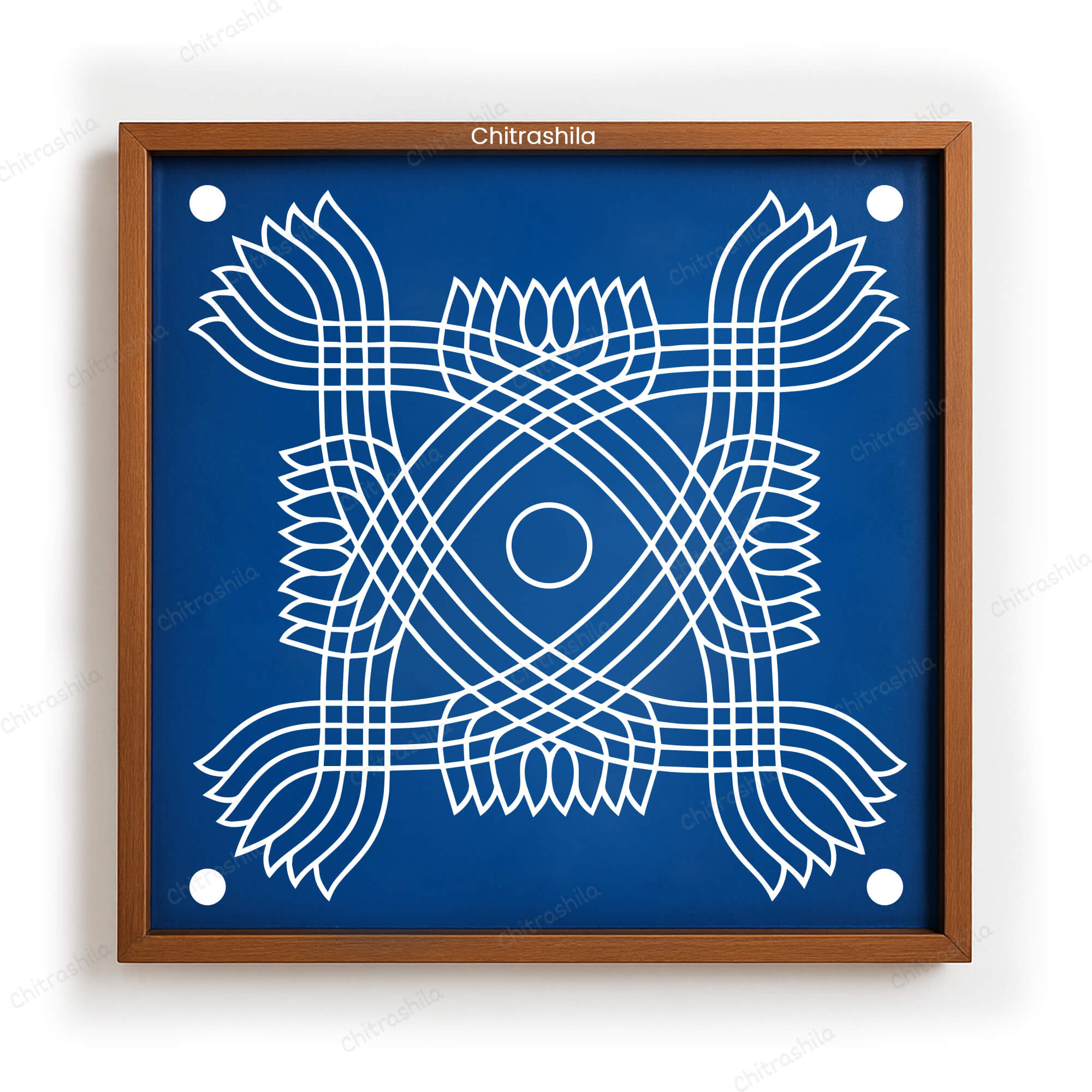 CHITRASHILA® Padi Kolam with Lotus Corners Rangoli Stencil 10x10 Inches (WS‑31)