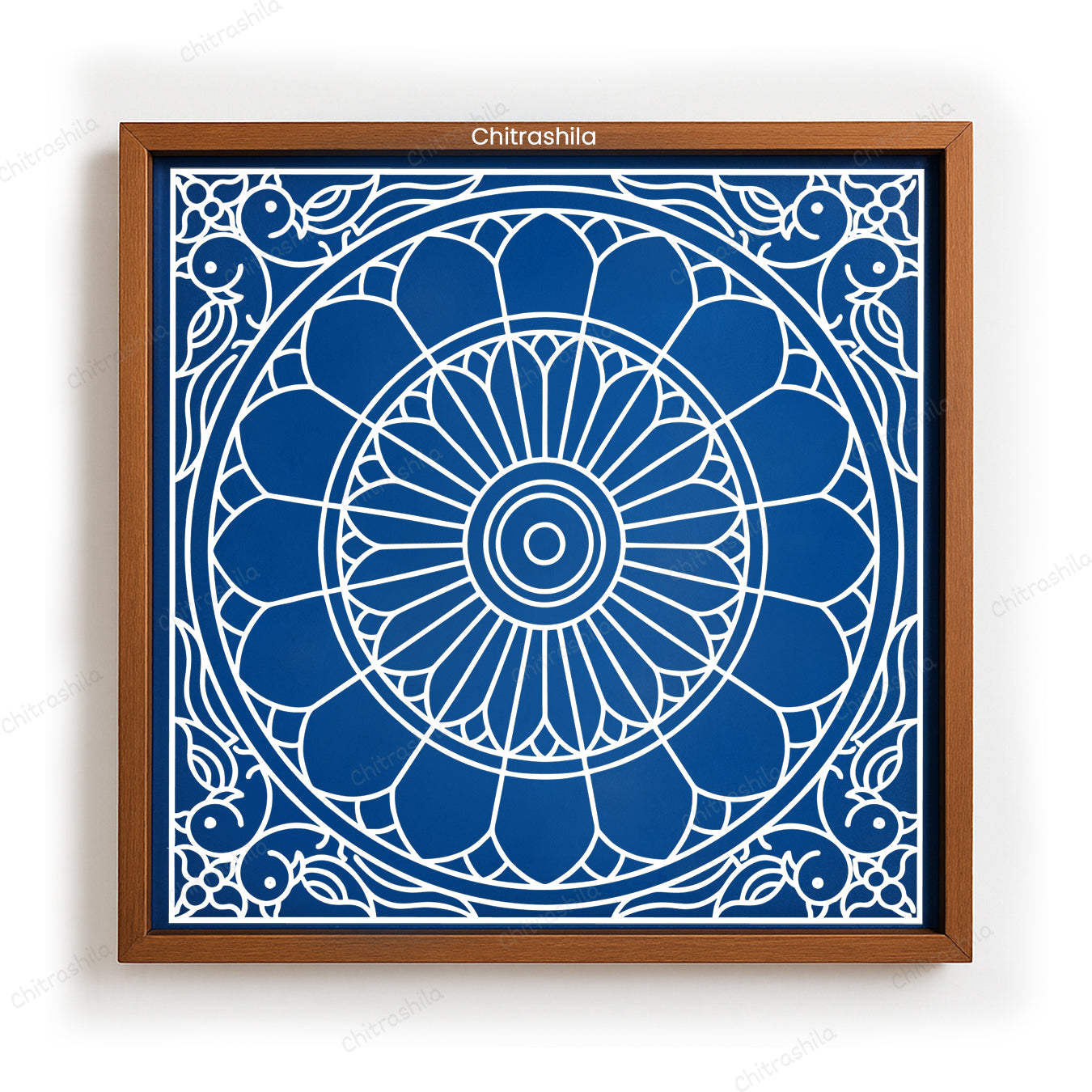 Floral Circular Kolam Wooden Rangoli Stencil 10x10 Inches (WS-87)