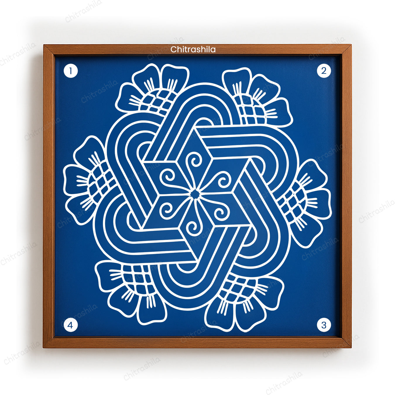 Flower Padi Kolam Wooden Rangoli Stencil 10x10 Inches (WS-82)