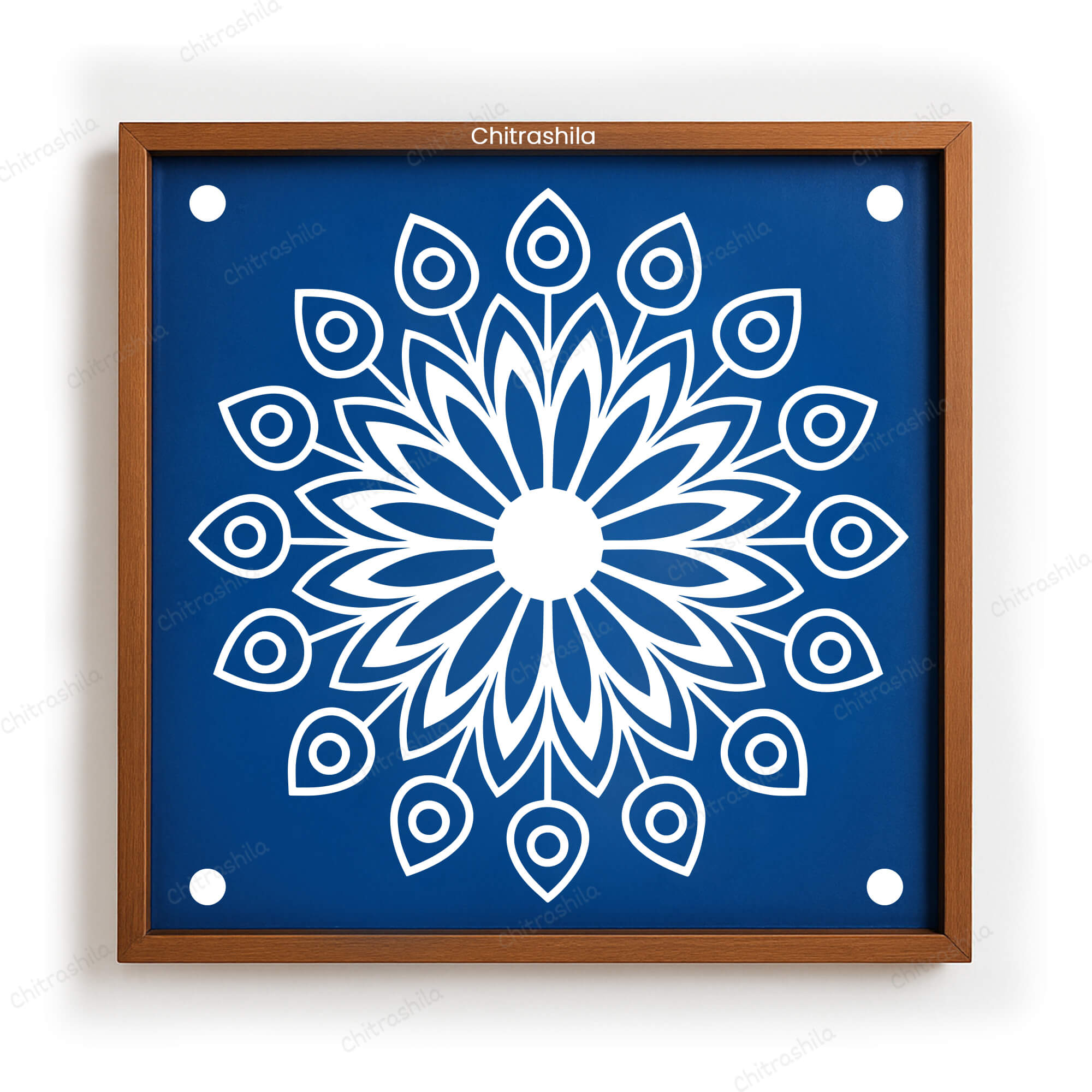 CHITRASHILA® Feather Leaf Flower Design Rangoli Stencil 10x10 Inches (WS‑29)