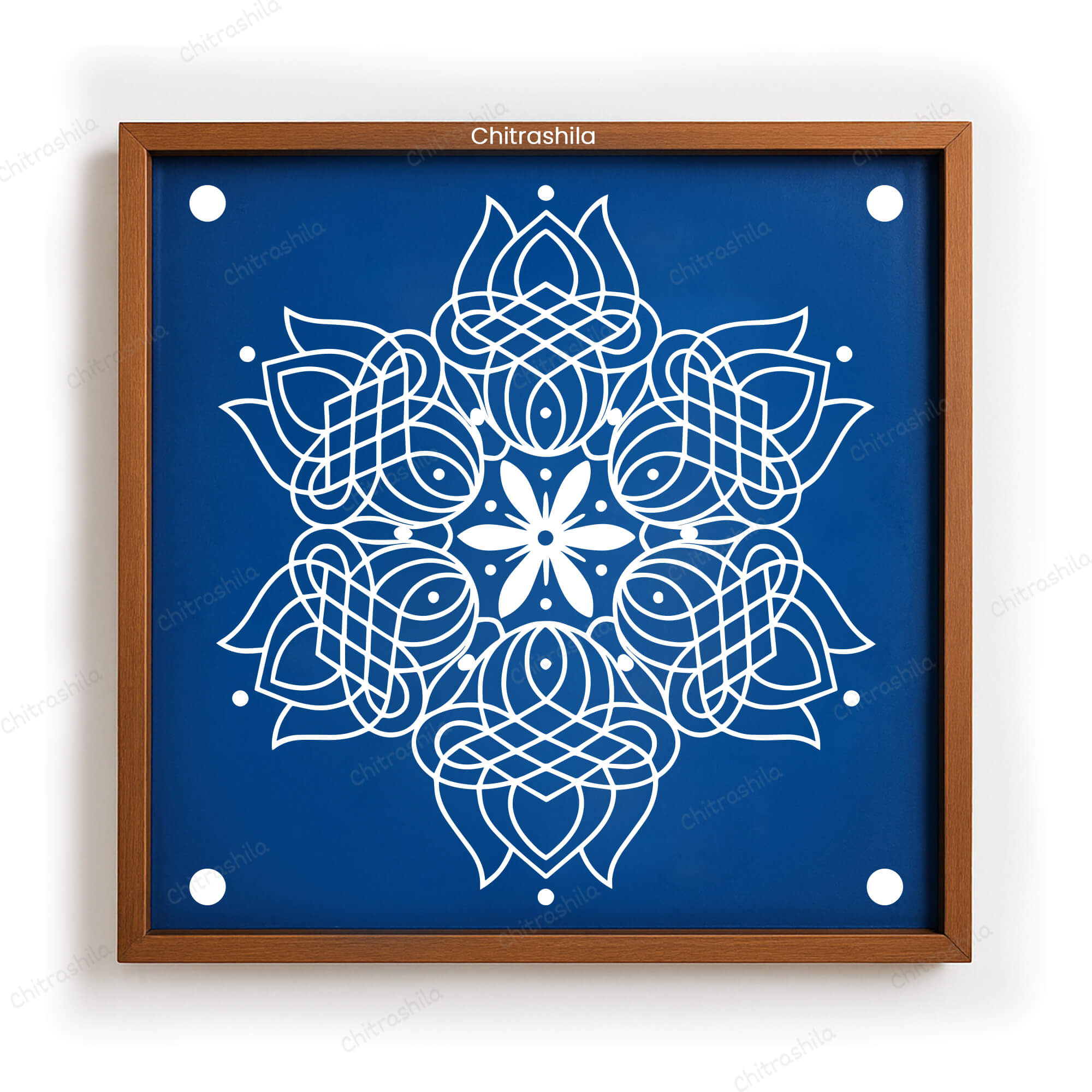 CHITRASHILA® Lotus Kolam Motif Rangoli Stencil 10x10 Inches (WS‑22)
