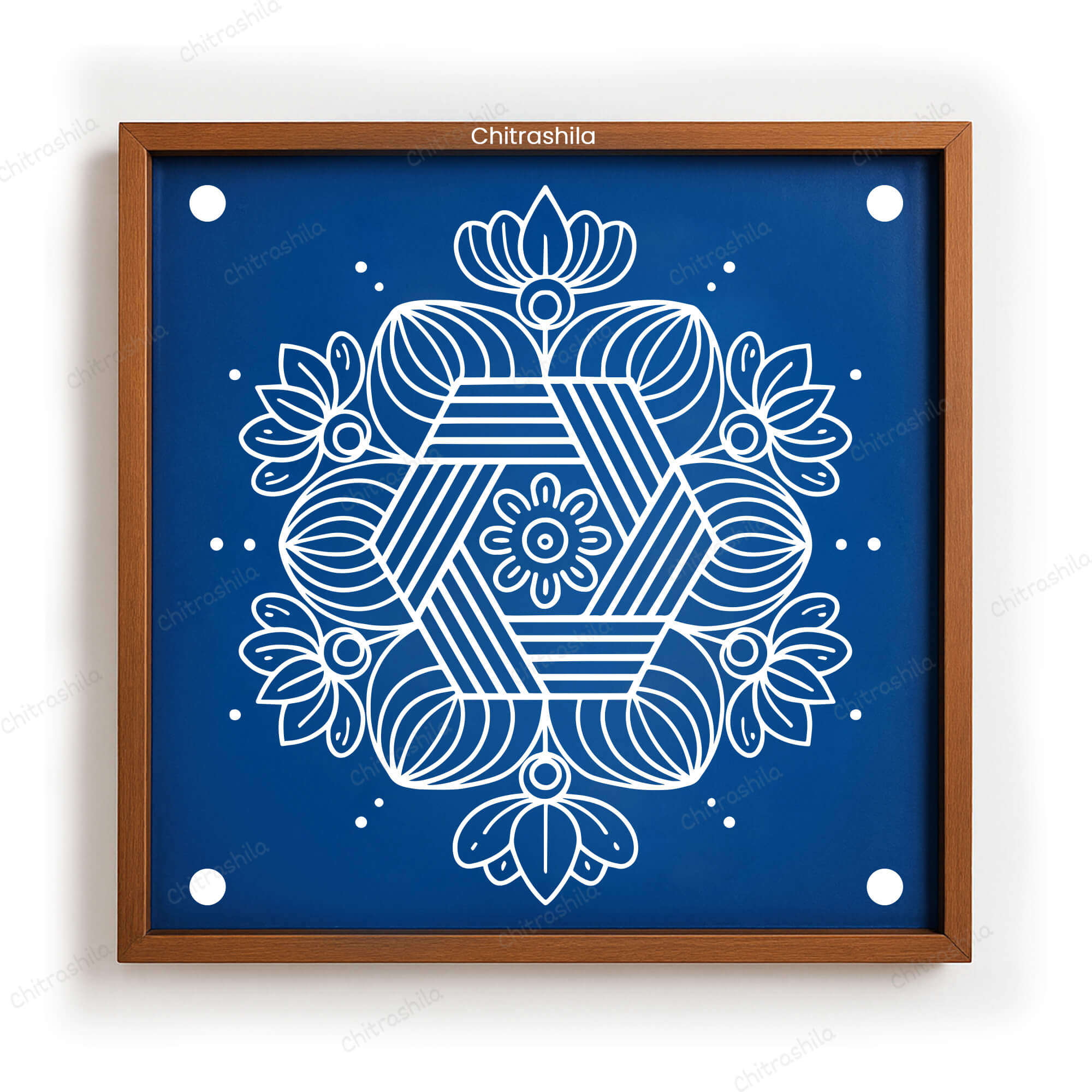 CHITRASHILA® 7 Flower Floral Wooden Rangoli Stencil 10x10 Inches (WS‑36)