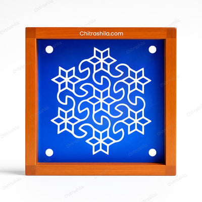 CHITRASHILA® Star Pulli Kolam Wooden Rangoli Stencil 5x5 Inches (WA-11)