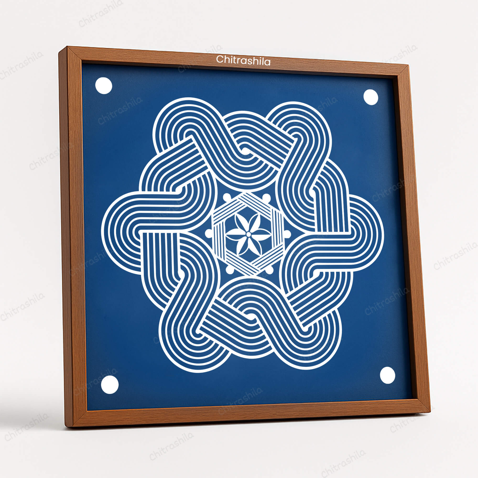 CHITRASHILA® Twisted Kolam Pattern Rangoli Stencil 10x10 Inches (WS‑18)