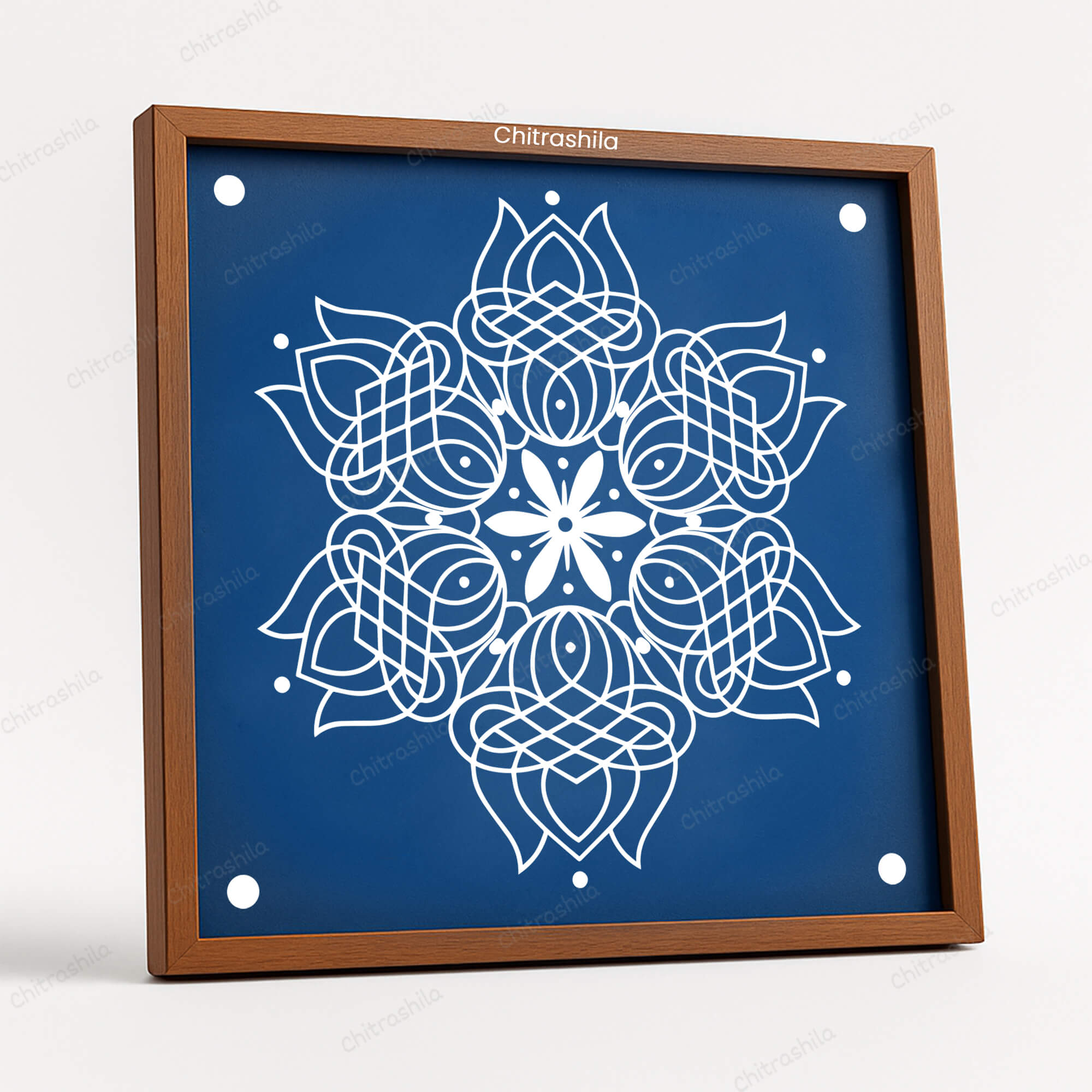 CHITRASHILA® Lotus Kolam Motif Rangoli Stencil 10x10 Inches (WS‑22)