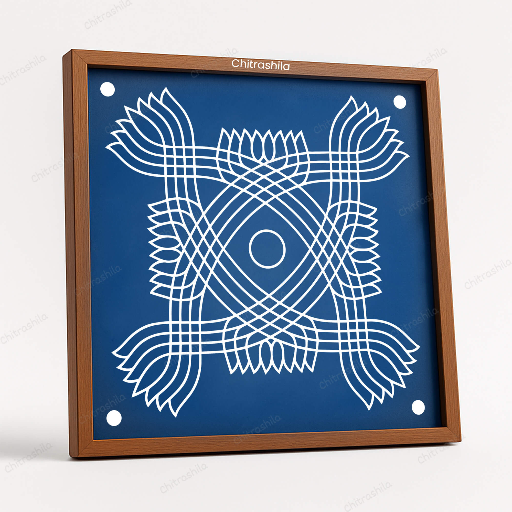 CHITRASHILA® Padi Kolam with Lotus Corners Rangoli Stencil 10x10 Inches (WS‑31)