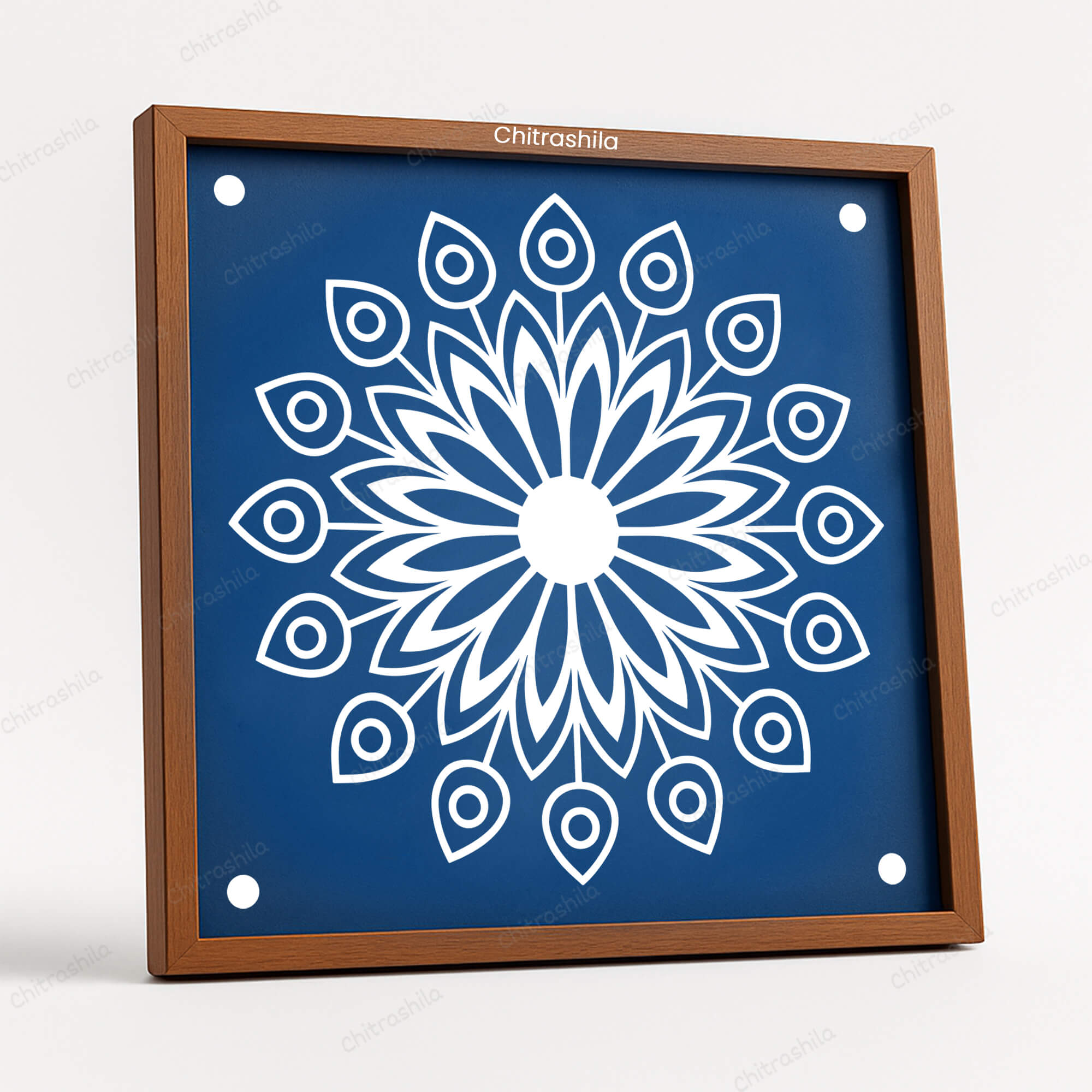 CHITRASHILA® Feather Leaf Flower Design Rangoli Stencil 10x10 Inches (WS‑29)