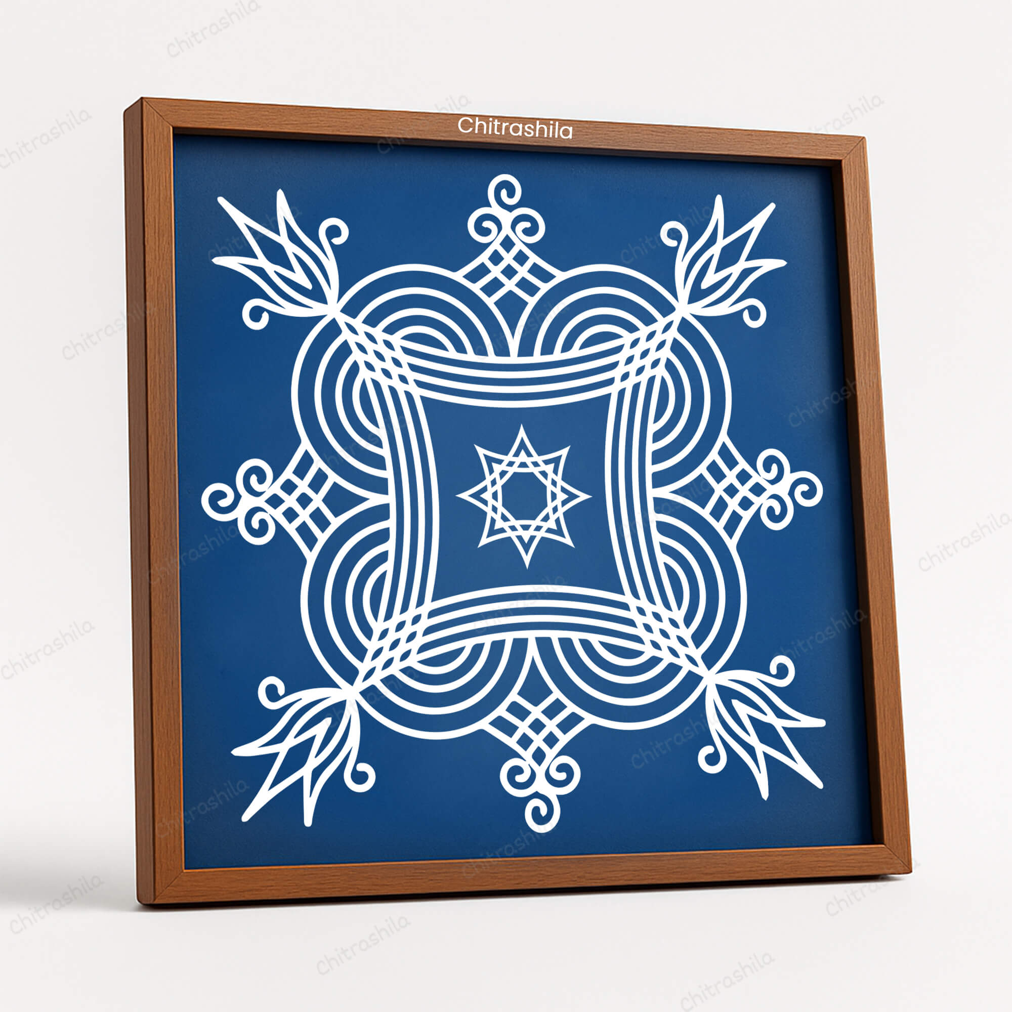 CHITRASHILA® Iyengar Padi Kolam Wooden Rangoli Stencils 10X10 inches (WS-04)