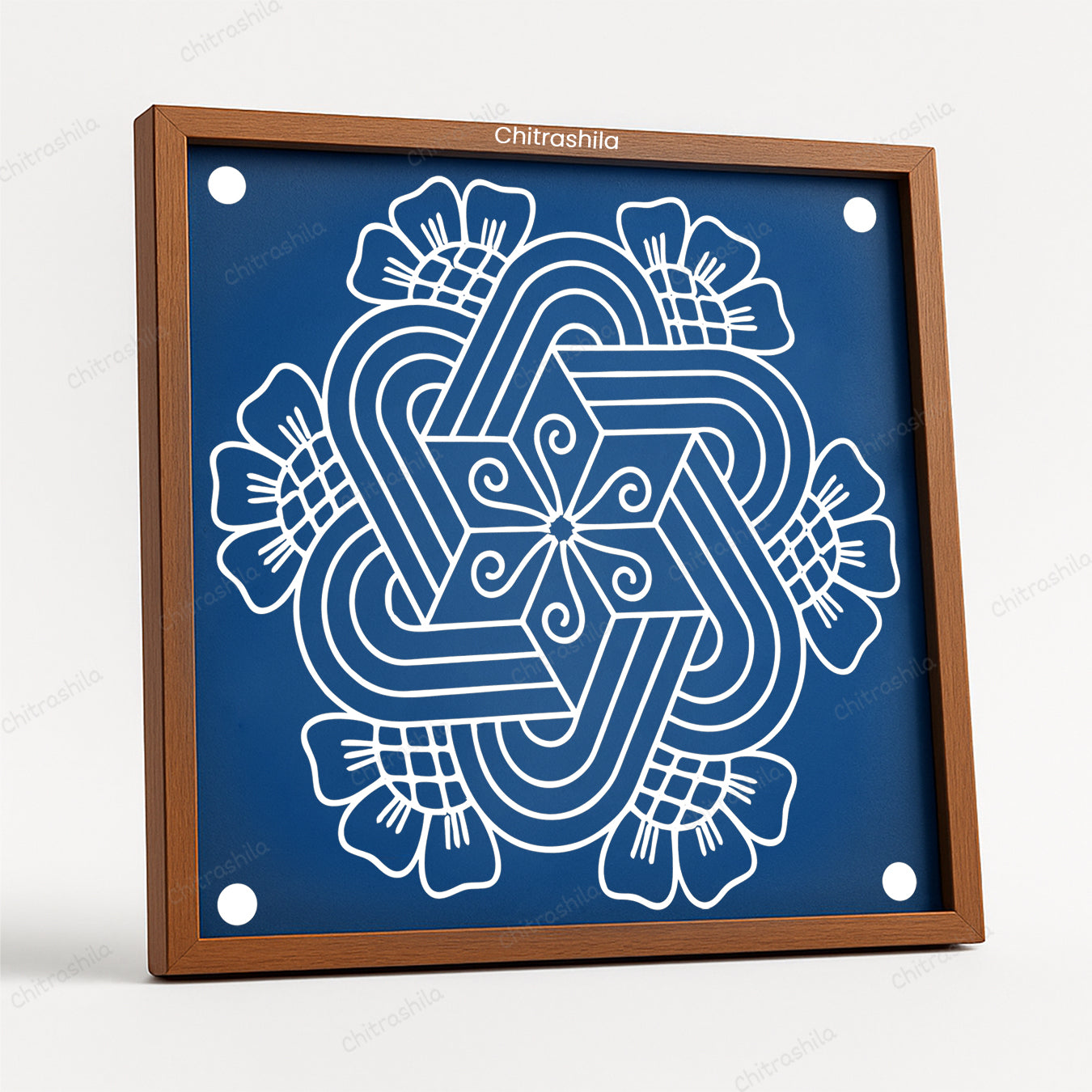 Flower Padi Kolam Wooden Rangoli Stencil 10x10 Inches (WS-82)