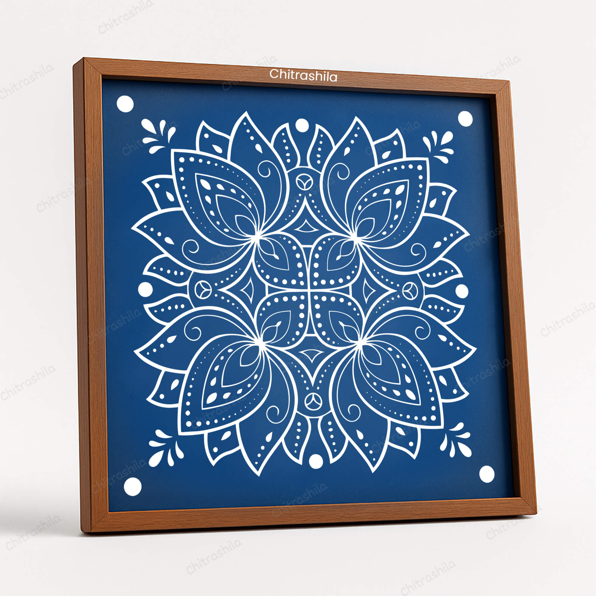 CHITRASHILA® Detailed Lotus with Dots Rangoli Stencil 10x10 Inches (WS‑23)